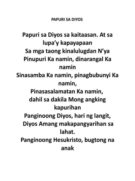 Umawit ng papuri sa diyos lyrics